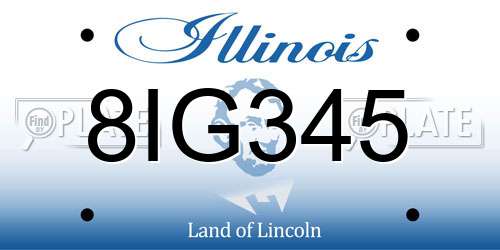 8IG345 Illinois License Plate