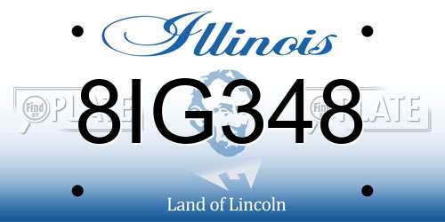 8IG348 Illinois License Plate
