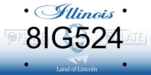 8IG524 Illinois License Plate