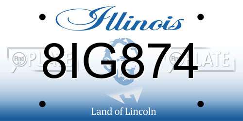 8IG874 Illinois License Plate