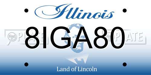 8IGA80 Illinois License Plate