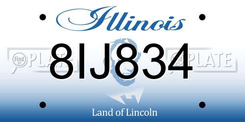 8IJ834 Illinois License Plate
