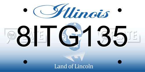 8ITG135 Illinois License Plate