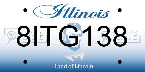 8ITG138 Illinois License Plate