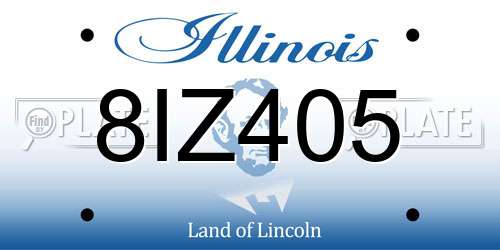 8IZ405 Illinois License Plate