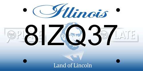 8IZQ37 Illinois License Plate
