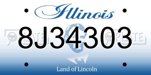 8J34303 Illinois License Plate