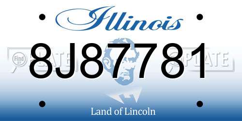 8J87781 Illinois License Plate