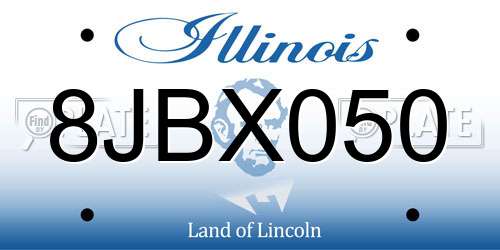 8JBX050 Illinois License Plate