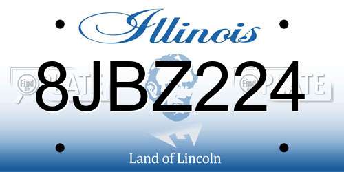 8JBZ224 Illinois License Plate