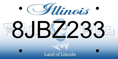 8JBZ233 Illinois License Plate