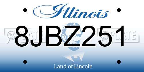 8JBZ251 Illinois License Plate
