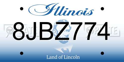 8JBZ774 Illinois License Plate