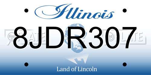 8JDR307 Illinois License Plate