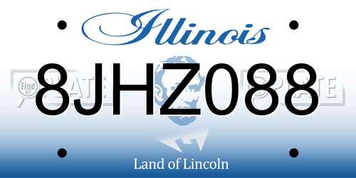 8JHZ088 Illinois License Plate
