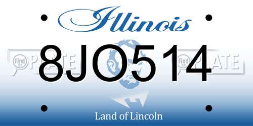 8JO514 Illinois License Plate