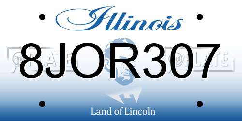 8JOR307 Illinois License Plate