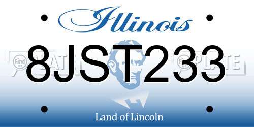 8JST233 Illinois License Plate
