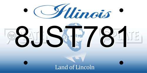 8JST781 Illinois License Plate
