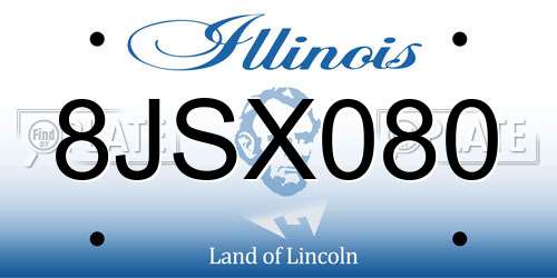 8JSX080 Illinois License Plate