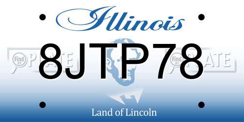 8JTP78 Illinois License Plate