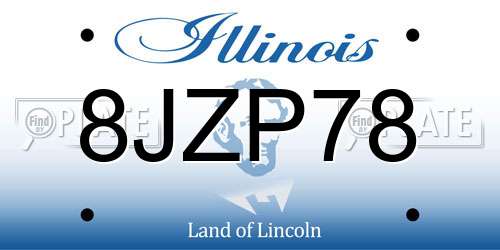 8JZP78 Illinois License Plate