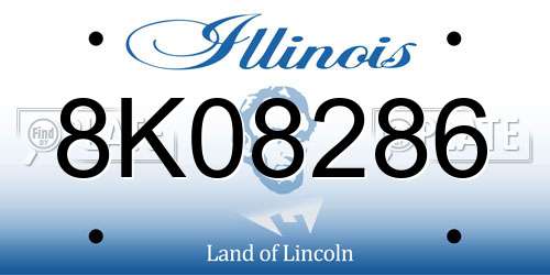 8K08286 Illinois License Plate