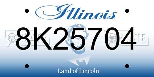 8K25704 Illinois License Plate