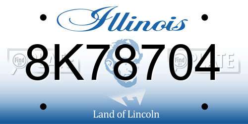 8K78704 Illinois License Plate