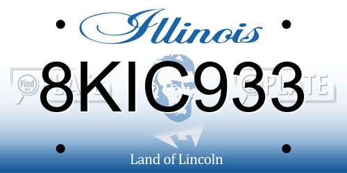8KIC933 Illinois License Plate