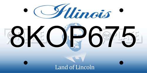 8KOP675 Illinois License Plate