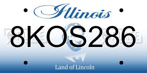 8KOS286 Illinois License Plate