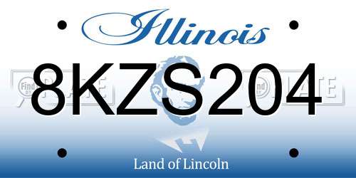 8KZS204 Illinois License Plate