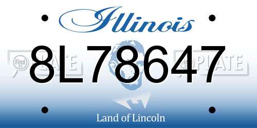 8L78647 Illinois License Plate