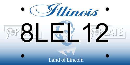 8LEL12 Illinois License Plate