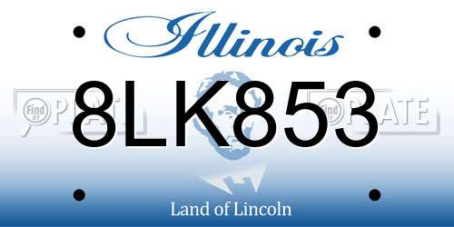 8LK853 Illinois License Plate