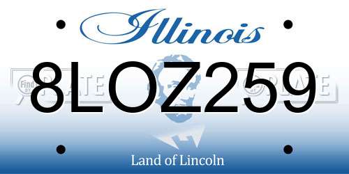 8LOZ259 Illinois License Plate