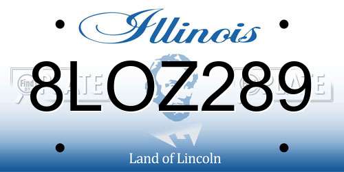 8LOZ289 Illinois License Plate