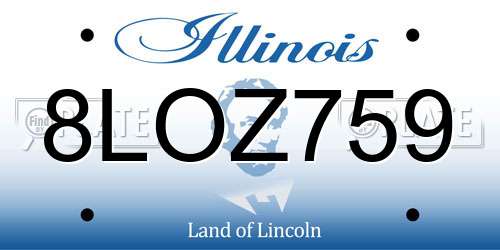 8LOZ759 Illinois License Plate