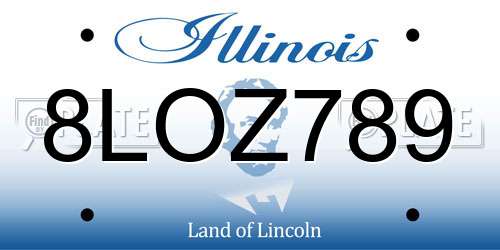 8LOZ789 Illinois License Plate