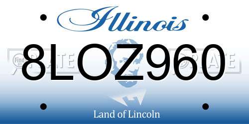 8LOZ960 Illinois License Plate
