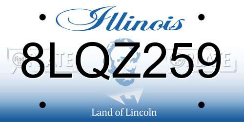 8LQZ259 Illinois License Plate