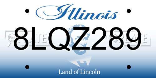 8LQZ289 Illinois License Plate