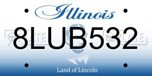8LUB532 Illinois License Plate