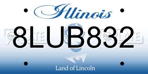 8LUB832 Illinois License Plate