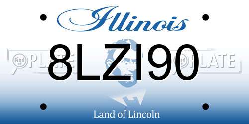 8LZI90 Illinois License Plate
