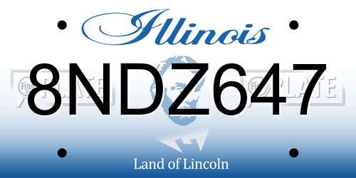 8NDZ647 Illinois License Plate