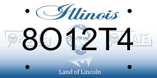 8O12T4 Illinois License Plate