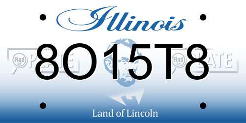 8O15T8 Illinois License Plate
