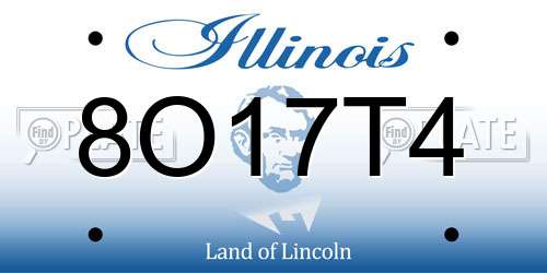 8O17T4 Illinois License Plate